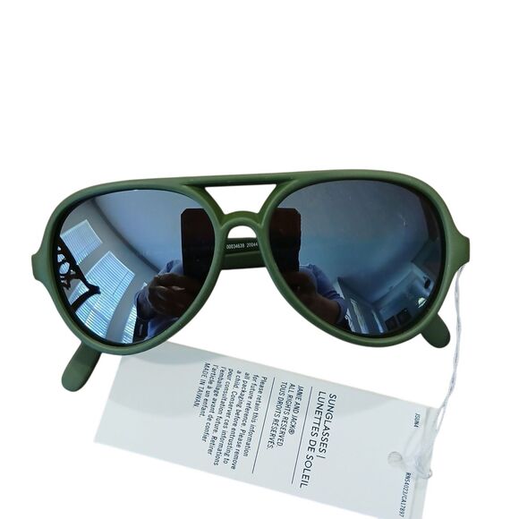 Janie and Jack Sunglasses Aviator Style Green Kids 2 to 4 Years Beach Reflective - Picture 1 of 4